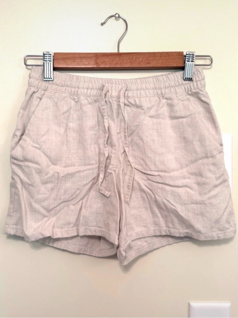 H&M Divided Linen-Blend Drawstring Shorts - Light Beige